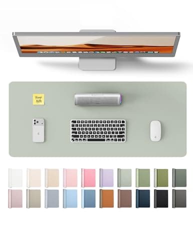 YSAGi Leather Desk Protector, Office Mat, Large Mouse Mat, Non-Slip PU Leather Blotter, Laptop Pad, Waterproof Writing Pad for Office and Home (Grayish Green, 23.6" x 13.8")