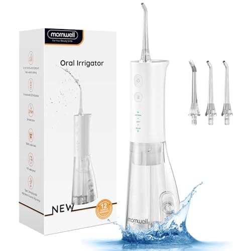 Water Dental Cordless Flosser for Teeth, mornwell 3s Pressure Crescendo Oral Irrigator, Professional Rechargeable Portable Water Floss with 4 Tips, Suitable for Travel Sensitive Teeth and Children