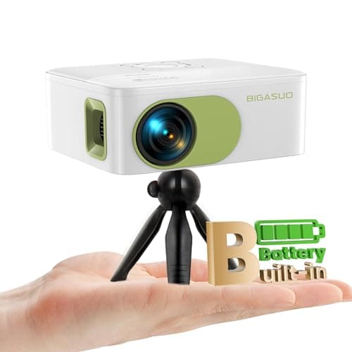 Mini Projector Battery Powered with Bluetooth - Native HD 1080P Rechargeable Projector, Portable Outdoor Movie Projecyor with Tripod, Compatible with Smartphone, HDMI, USB, AV, Fire Stick, PS5