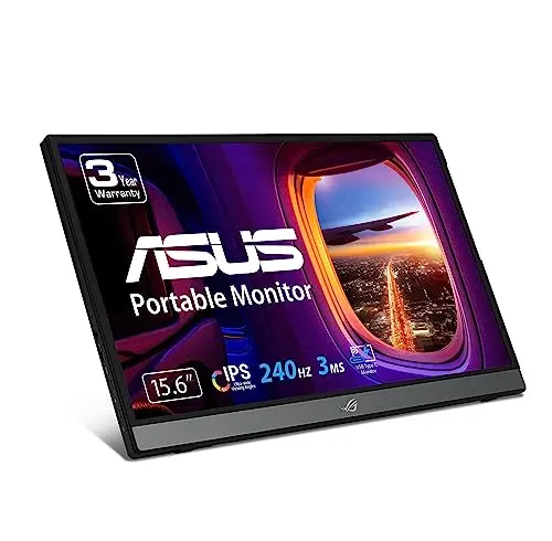 ASUS ROG Strix 15.6" FHD 1080P Portable Gaming Monitor XG16AHPE, 144Hz, IPS, G-SYNC Compatible, Built-in Battery, Kickstand, USB-C, Micro HDMI, for Laptop, PC, Phone, Console
