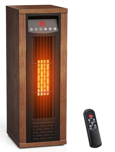 Air Choice Infrared Space Heater, 1500W Electric Portable Heater with Remote Control and Thermostat, Fast & Quiet Heating Tower Room Heater for Indoor Use, Bedroom, Office, Home, Walnut