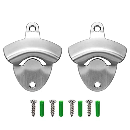 Luwanburg Stainless Steel Beer Bottle Opener Wall Mounted Beer Cap Opener Brushed Silver