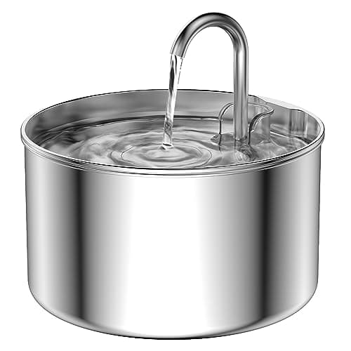 Cat Water Fountain: Stainless Steel Pet Water Fountains Indoor Metal Automatic Cat/Dog Waterer Bowls Faucet Bottle Watering Pets 24/7 Running Water Dispenser for Drinking