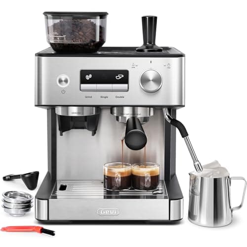 Gevi Espresso Machine with Grinder & Milk Frother, 20 Bar Professional Coffee Maker for Home, Removable Water Tank, Steam Wand, Perfect for Espresso, Cappuccino, Latte