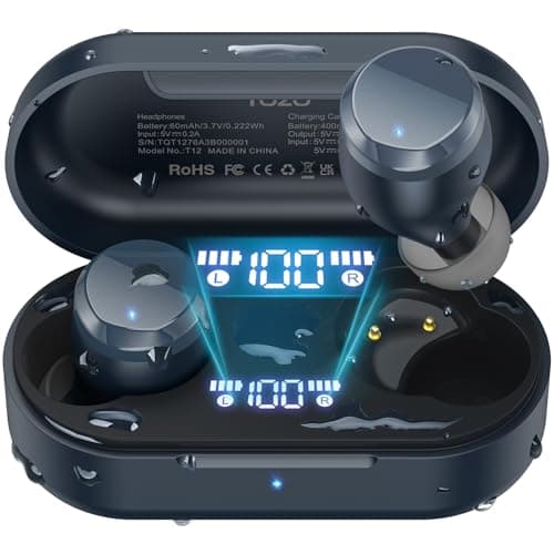 TOZO T12 Wireless Earbuds Bluetooth 5.3 Headphones, Call ENC Noise Cancelling Mic, 55Hrs Playtime App Customize EQ IPX8 Waterproof LED Digital Display Premium Sound Headset