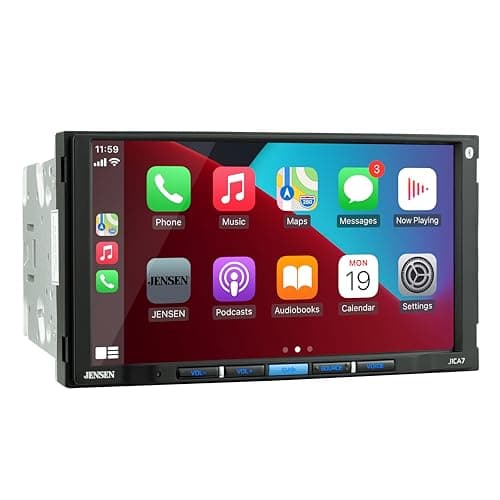 JENSEN J1CA7 7-inch Certified Apple CarPlay Android Auto | Double DIN Touchscreen Car Stereo Radio | Bluetooth Hands Free Calling & Music Streaming | Backup Camera Input | USB Playback & Charging