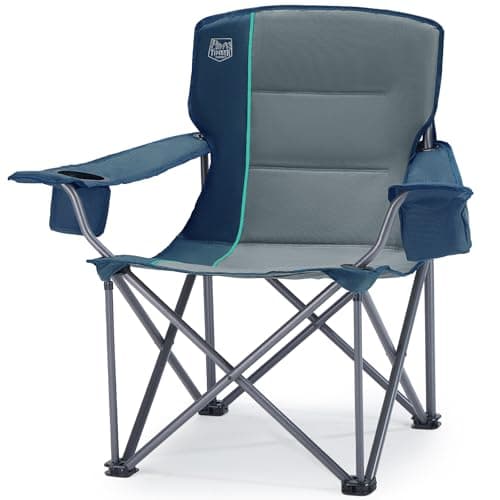 Timber Ridge 550 LBS Oversized Folding Camping Chair for Adults, Heavy Duty Outdoor Chair with Cup Holder Side Pocket for Camp, Lawn, Picnic, Navy-Upgrade