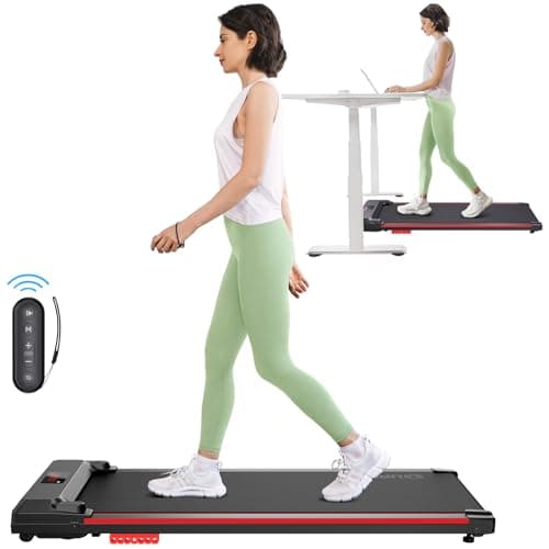 UREVO Under Desk Treadmill for Home/Office, 2 in 1 Portable Walking Treadmill with Remote Control, LED Display, Knee-Protective, No-Assembly