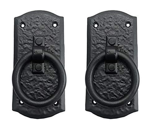 Adonai Hardware "Zuriel Antique Heavy Duty Cast Iron Front Entry Sturdy Stylish Ring Door Knockers (2, Matte Black) for Vintage Wooden Barn Shed Doors, Gates, Fences, Furniture and Farmhouse