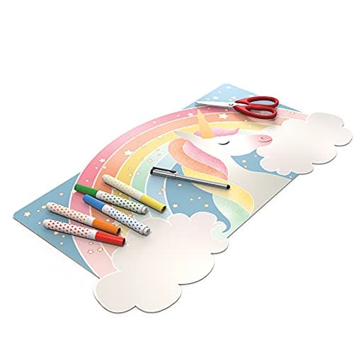 Uncommon Desks Kid's Desk Mat - for Schoolwork Arts & Crafts - Fun Computer & Mouse Pad Blotter - Washable Table Cover - Student School Organizer - Cute Office, Home, School Supplies - Unicorn Design
