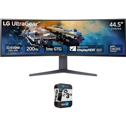 LG 45GR75DCB 45-inch Ultragear Curved Gaming Monitor, 3-Way Adjustable Stand Bundle with 3 YR CPS Enhanced Protection Pack