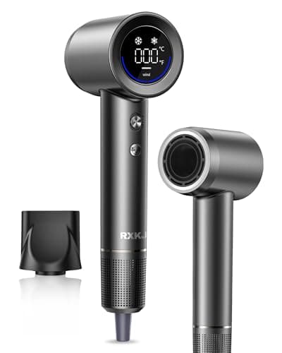 Hair Dryer, 15000RPM High Speed Ionic Hair Dryer for Fast Drying, Professional Lightweight with Magnetic Nozzle, 5 Temperatures and 2 Speeds, Low Noise, Suitable for Travel and Home Use
