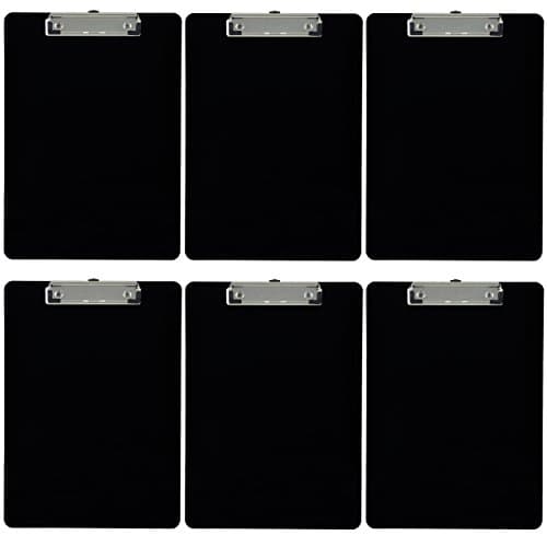 Trade Quest Plastic Clipboard Opaque Color Letter Size Low Profile Clip (Pack of 6) (Black)