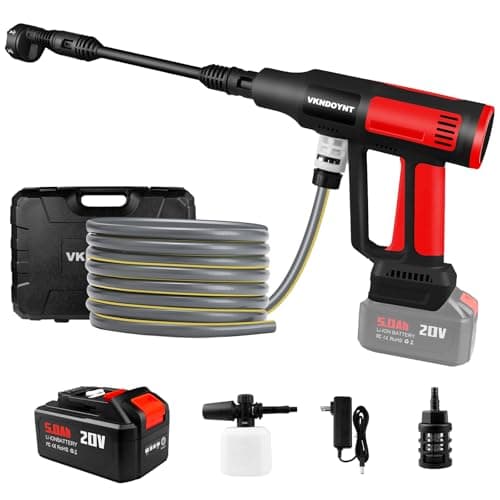 Cordless Pressure Washer, 2000PSI MAX Portable Pressure Washer with Brushless Motor, 5.0Ah Battery, 4 Speed Adjustment LCD Touch Screen, 6-in-1 Nozzle, No Faucet & Garden Hose Connectors