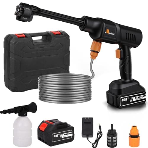 Muzisst Cordless Pressure Washer, 21V Portable Power Washer With 6-in-1 Nozzle, 20000mAh Rechargeable Battery, Hidrolavadora Portatil, With Toolboxes, Black