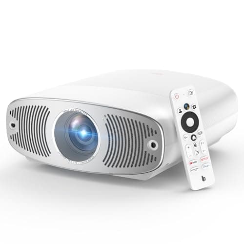 BETTDOW Google TV Projector,Netflix Officially Licensed 4K Support,Smart Movie Projector with WiFi 6 and Bluetooth,HDR 10+,Native 1080P,MAX 200" Display,Voice Control,Fully Enclosed Design