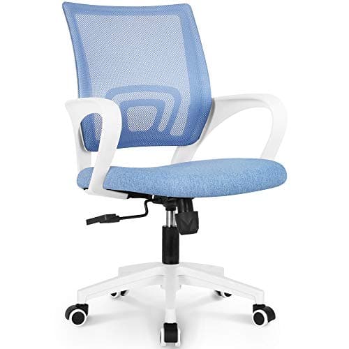 NEO CHAIR Office Desk Computer Chair Ergonomic Mesh Gaming Mid Back Seat with Comfy Lumbar Support Adjustable Height Swivel for Home Task (Sky Blue)