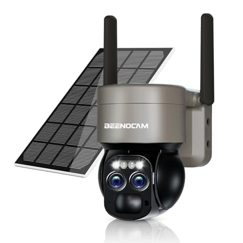 4K Solar Security Cameras Wireless Outdoor with Dual-Lens,360°PTZ Battery Powered Cameras for Home Security Outdoor,8MP Color Night Vision,PIR Sensor,Auto Tracking,Spotlight/Siren,Alexa,2.4/5Ghz,IP66