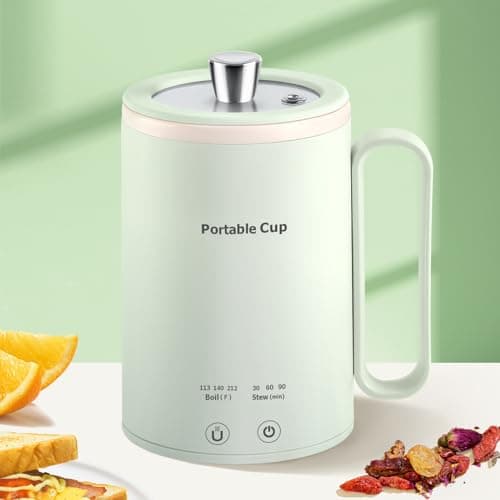 JANHESTY Small Portable Electric Kettle: 400ml Mini Hot Water Boiler Heater, 300W Travel Tea Coffee Kettle, Personal Health Stew Pot with Temperature Control, Timer, Keep Warm & Boil Dry Protection