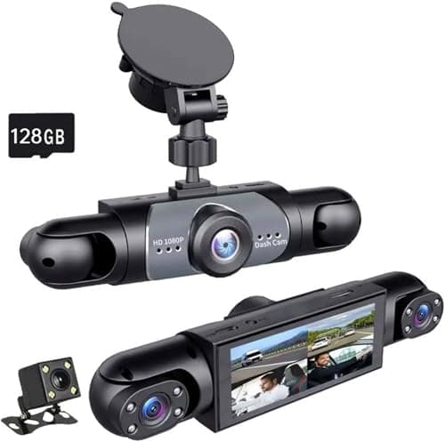 Saker 360° Full View Car Dashcam System: 4 Channel Dash Cam for Cars Front/Rear/Left/Right - Night Vision, Loop Recording, 64GB SD Card, Parking Monitor (with 128GB Card)