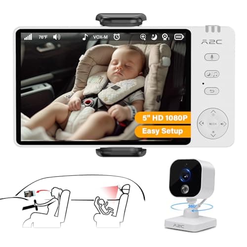 A2C Baby Car Camera, 5" 1080P HD Baby Monitor with Night Vision & VOX Mode, Rear-Facing Car Seat Monitor for Backseat & Home, 1000FT Range, USB Powered Plug & Play (No WiFi Needed)