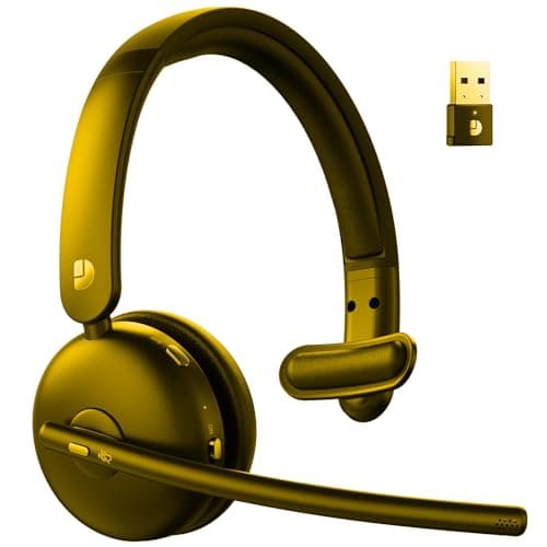 Dytole Wireless Headset with Mic for Work, Bluetooth Headset with Mic, AI Noise Cancelling, 65H Battery & Mute Function, Single-Ear Wireless Headset & USB Dongle, Fit for PC/Laptop/Teams/Call Center