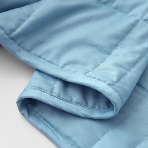 Baloo Weighted Blanket for Kids and Adults (Aqua - 9lbs 40"x60" - Mini Size) | Cooling & 100% Cotton Material | Machine Washable & Dryer Safe | with Glass Microbead Fill