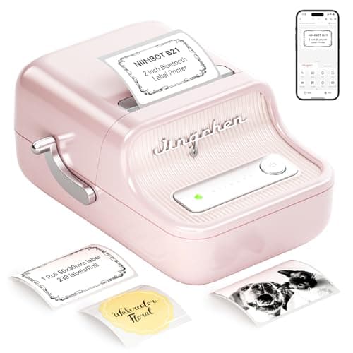 NIIMBOT B21 Label Maker, Inkless Bluetooth Label Printer, 2 Inch Portable Thermal Sticker Machine for Small Business,Marson Jar, Logo, Clothing, Mailing, Candles & Jewelry, Ideal for Gifting, (Pink)