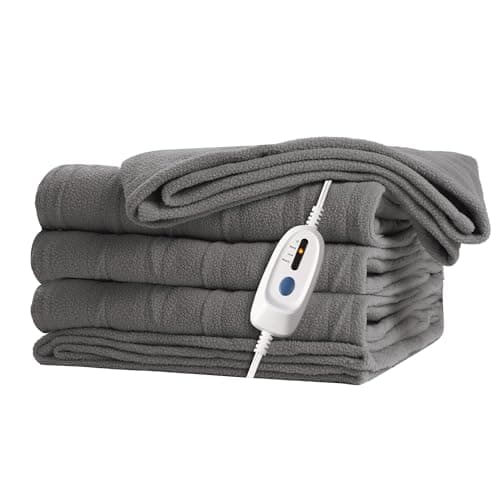 McJaw Electric Heated Blanket 72"x 84" Full Size, 4 Heating Levels and 10-Hour Auto Off, Lightweight and Breathable - Grey