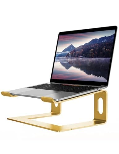 ALASHI Laptop Stand for Desk, Aluminum Computer Riser, Ergonomic Notebook Holder, Detachable Metal Laptops Elevator, PC Cooling Mount Support 10 to 15.6 Inches Notebook, Gold