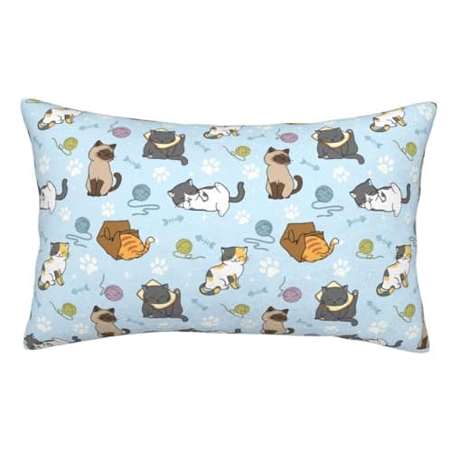 Cute Cat Pillow Case 20x30 Inch, Soft Pillow Cover Funny Cats Decorative Standard Size Pillowcases for Bedroom Bed Couch Sofa, with Invisible Zipper