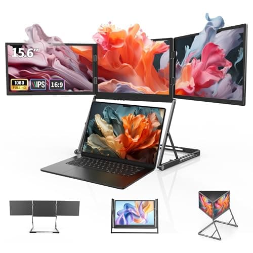 LIJGLECO Laptop Screen Extender, 15.6" FHD 1080P 16:9 IPS Portable Foldable Triple Monitor, Laptop Monitor Extender, HDMI/USB-C Plug n Play for Windows, Mac, Android,with a Felt Protective Sleeve