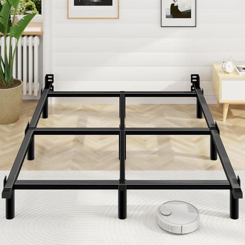 Awesofurni Queen Bed Frame, 7 Inch Basics Metal Bed Frame, Heavy Duty 9-Leg Base for Box Spring and Mattress, Noise-Free, Easy Assembly, Black