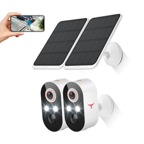 GlowPop 1080p Wireless Security Camera with Solar Panel, AI Human Detection, 2-Way Talk, Night Vision, Cloud Storage (Sold Separately), Battery Included, Home Security, 2.4GHz WiFi Only (2 Pack)