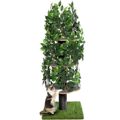 Cat Tree Scratching Post for Climbing, Hiding and Sleeping - Cat Tower for Indoor Cats with Interchangeable Leaves - Multilevel, Easy to Assemble - Pet-Safe Materials, Durable and Sturdy Construction