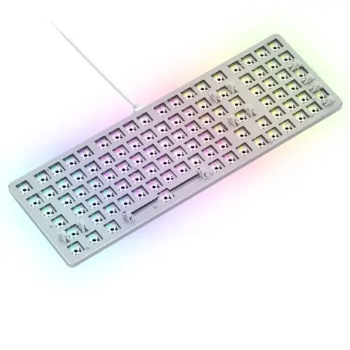 GLORIOUS Gaming GMMK 2 Full Size (96%) Barebones (Frame Only) - Mechanical Gaming Keyboard Frame, Full Size (96%), Aluminium, Customisable, Per Key RGB, American QWERTY Layout - White