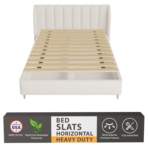 Greaton, 0.68-Inch Heavy Duty Horizontal Wooden Bunkie Board/Bed Slats, 78" x 60.5", Beige