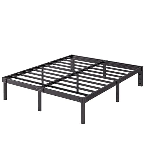 Viisari Queen Bed Frame 14 Inch Metal Heavy Duty Platform No Box Spring Needed Easy Assembly Noise Free Black