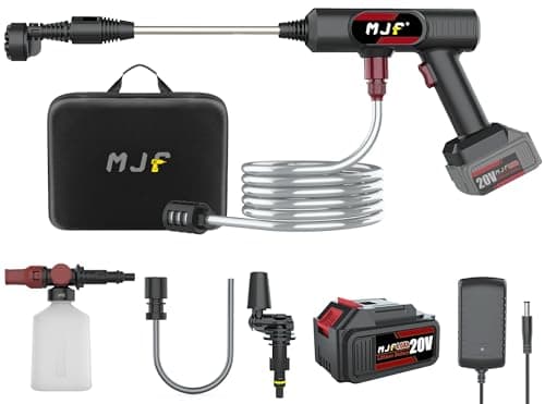 MJF Cordless Pressure Washer, 680PSI Portable Pressure Washer, 4000mAh Battery, 6-in-1 Nozzle, Hidrolavadora, Cordless Power Washer for Car/Floor & Fence Cleaning