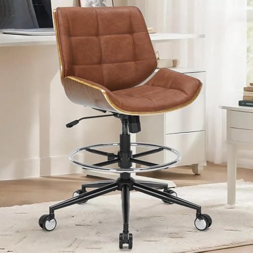 Drafting Office Chair Ergonomic Executive Computer Standing Desk Chair with Adjustable Height and Footrest Ring, Drafting Chair for Counter Height Desk and Drawing, Swivel Drafting Stool
