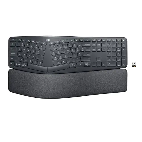 Logitech Ergo K860 Wireless Ergonomic Keyboard - Split Keyboard, Wrist Rest, Natural Typing, Stain-Resistant Fabric, Bluetooth and USB Connectivity, Compatible with Windows/Mac, Black
