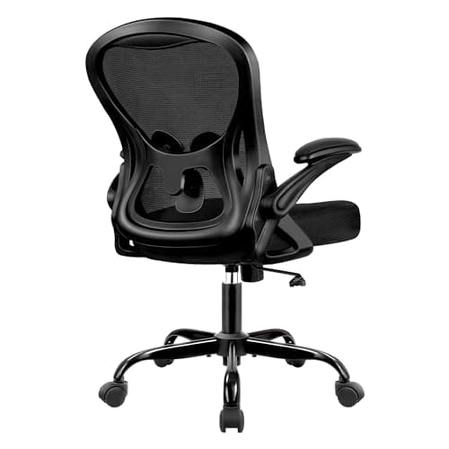 Winrise Office Chair Desk Chair, Ergonomic Mesh Computer Chair Home Office Desk Chairs, Swivel Task Chair Mid Back Breathable Rolling Chair with Adjustable Lumbar Support Flip Up Armrest (Black)