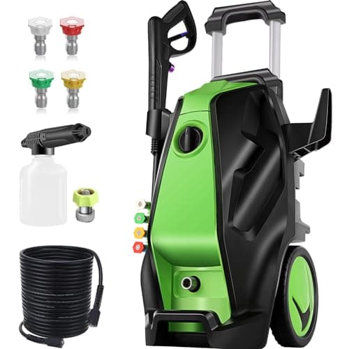 Imdot 5000PSI 4.0GPM Heavy Duty Electric Pressure Washer with 33 FT Extension Hose, 4 Quick Connect Nozzles and Foam Cannon for Cars/Fences/Driveways/Patios/Home Cleaning, Green