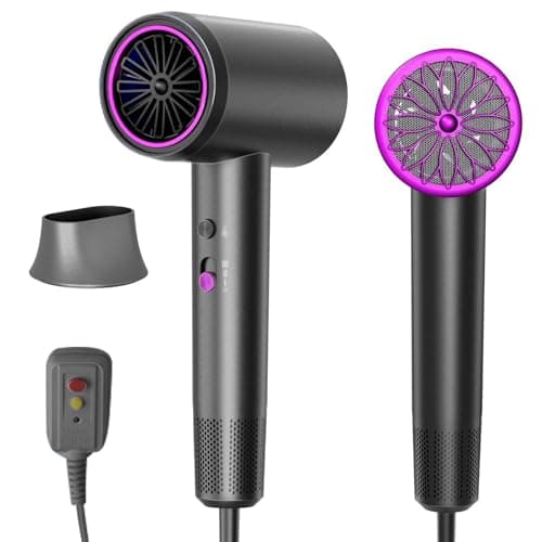 Hair Dryer, 3 Min Fast Drying-110000 RPM Professional High Speed Blow Dryer 200 Millions Negative Ionic Care Hair Dryer, Low Noise Thermo-Control Hairdryer, Travel with Secure Lock Nozzle (Black)