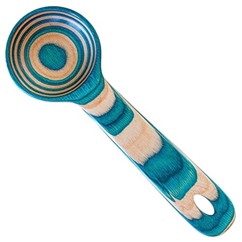Baltique Mykonos Collection Wooden Coffee Scoop – Colorful Birch Wood Reusable Scoop for Ground Coffee, Protein Powder & More
