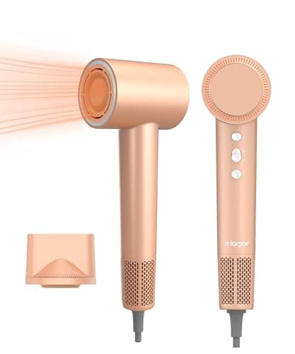 Hair Dryer, 110000 RPM Professional High-Speed Brushless Motor Blow Dryer, Negative Ionic Hair Dryer for Fast Drying, Low Noise Thermo-Control Hairdryer, Travel with Magnetic Nozzle(Peach Fuzz Pink)