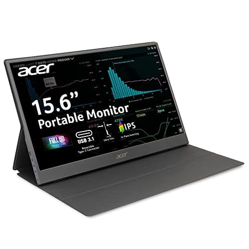 acer Portable Monitor PM161Q Abmiuuzx 15.6" Full HD 1920 x 1080 IPS Ultra Slim Design Premium Cover I External Monitor for Laptop PC Mac I 2 x USB 3.1 Type-C Ports, 1 x Mini HDMI, 1 x Micro USB