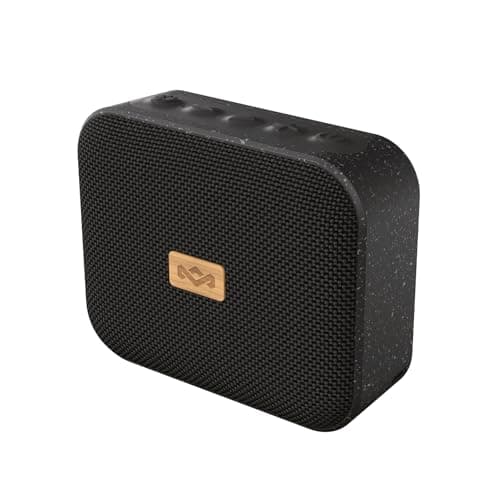 House of Marley Jammin' Portable Bluetooth Speaker, IPX5 Splashproof, 6-Hour Playtime, TWS Pair Mode, Eco-Friendly Design with Recycled Materials, Includes Lanyard, Compact Size (Signature Black)