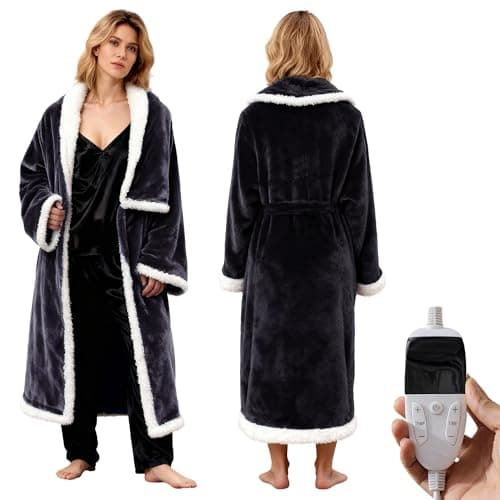 Wearable Heated Blanket with Sleeves, 50 * 60" Electric Portable Snuggle Throw Blanket with 6 Heat Settings & 2-10 Hours Auto Shut Off, for Family, Friends
