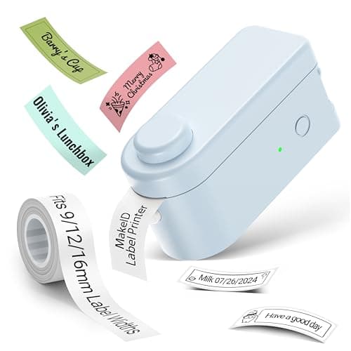 Makeid Label Makers, L1 Label Maker Machine, Portable Wireless Sticker Label Makers for Home, School, Office Use, Rechargeable Thermal Printer with Multiple Fonts, Templates - Blue, 203dpi